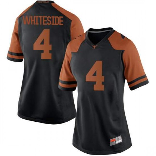 Womens Texas Longhorns #4 Drayton Whiteside Game Embroidery Jersey Black White